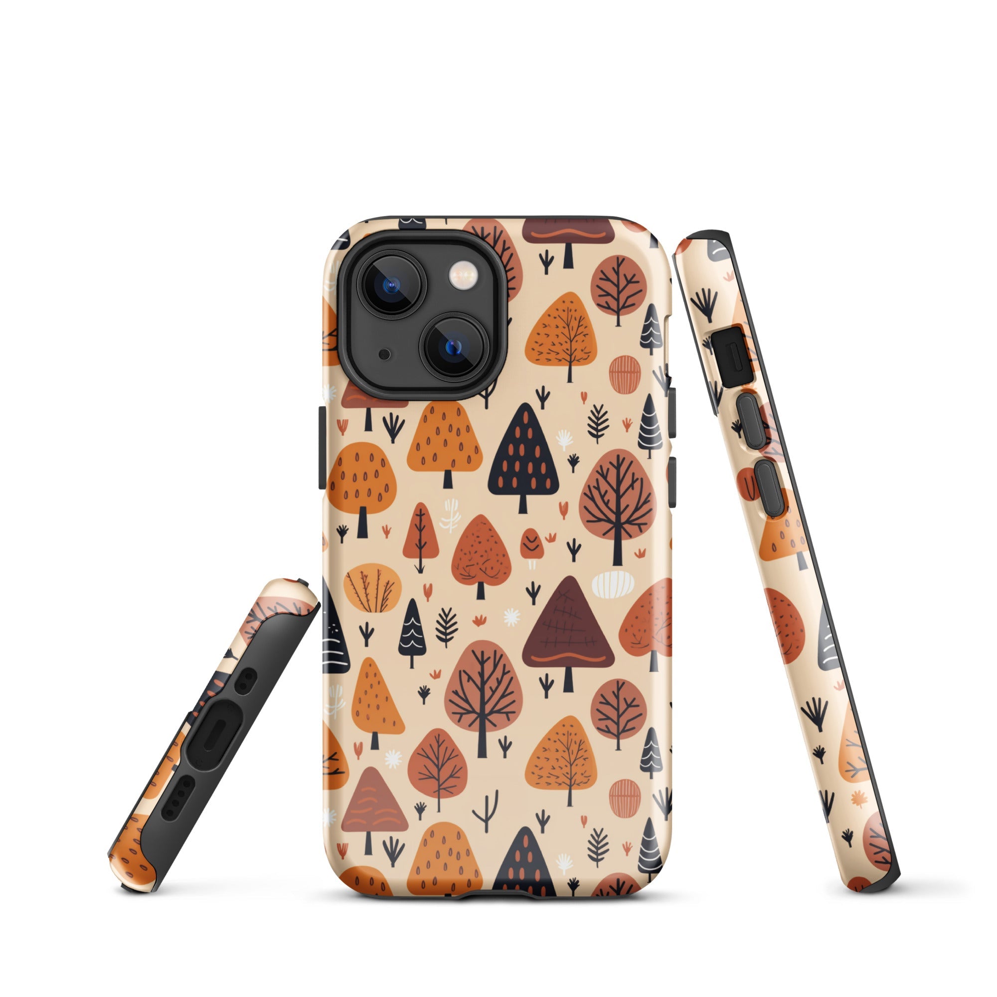 Terracotta Tree Tapestry - A Playful Autumn Mosaic - iPhone Case - Pattern Symphony