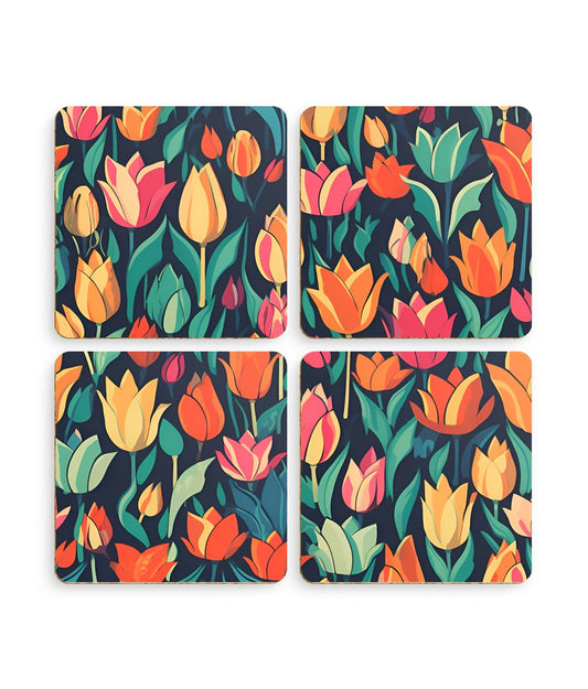 Tulip Medley - Vibrant and Colourful - Pack of 4 Coasters - Pattern Symphony