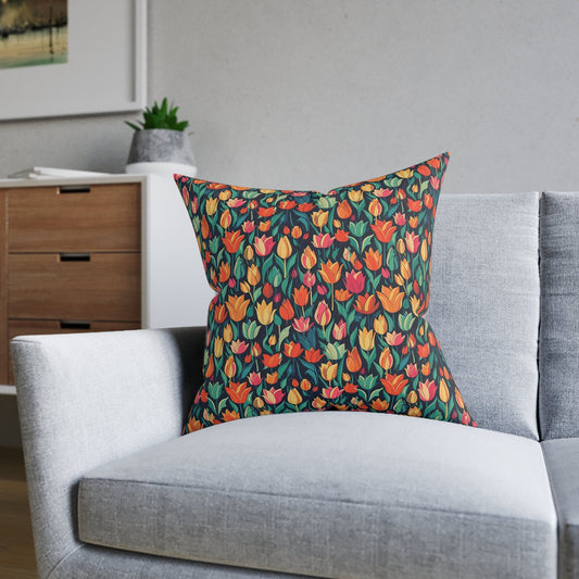 Tulip Medley: Vibrant and Colourful - Sofa and Chair Cushion - Pattern Symphony