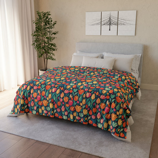 Tulip Medley - Vibrant and Colourful Soft Throw - Pattern Symphony