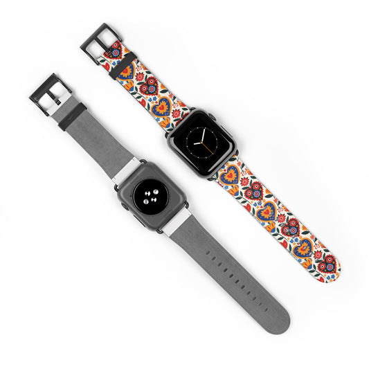 Whimsical Hearts: Bloomed Affections - Apple Watch Strap - Pattern Symphony