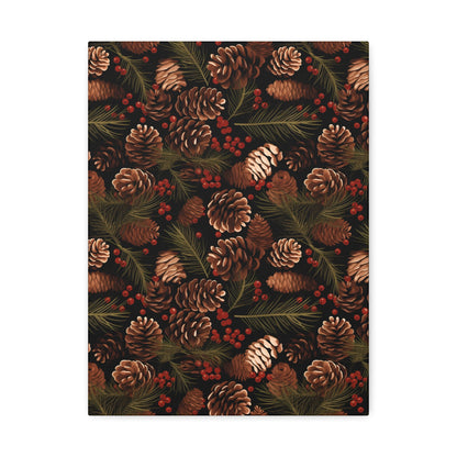 Winter Berries - Pinecone Profusion - Wall Art Canvas - Pattern Symphony